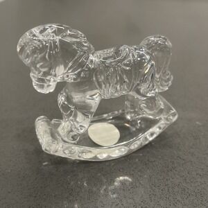 Glass Rocking Horse Figurine Paper Weight  Crystal Clear